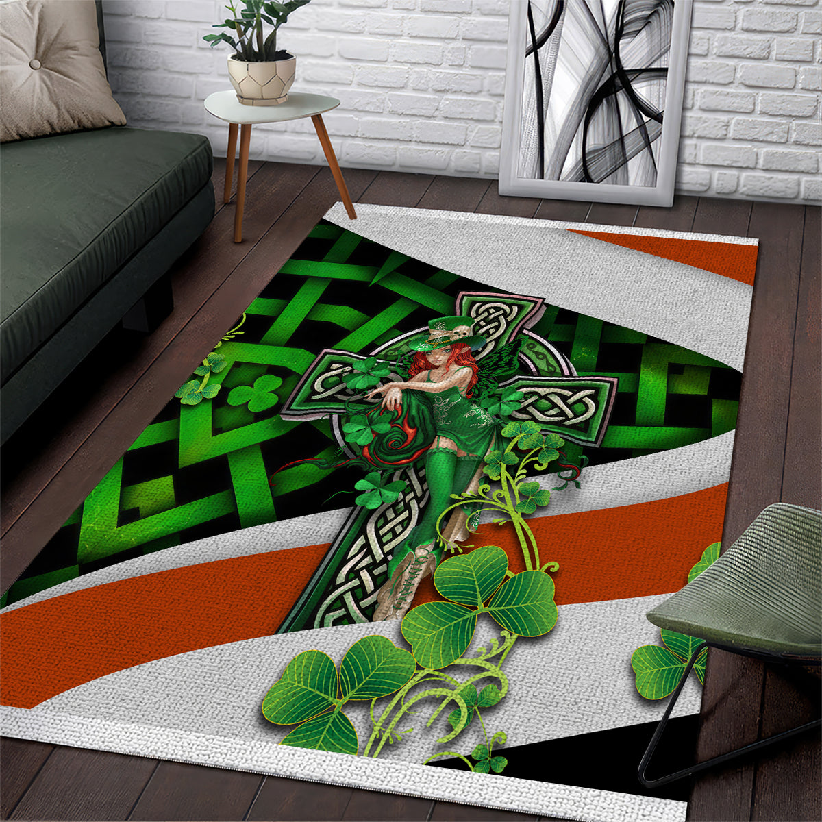 Patrick Day - Irish Cross - Lucky Girl Area Rug - Vibe Hoodie Shop