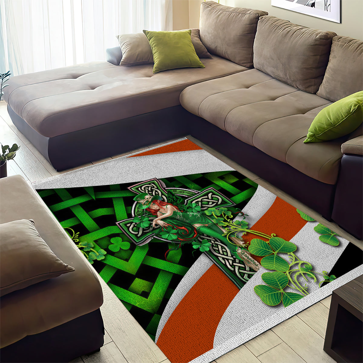 Patrick Day - Irish Cross - Lucky Girl Area Rug - Vibe Hoodie Shop