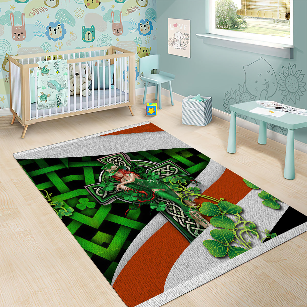 Patrick Day - Irish Cross - Lucky Girl Area Rug - Vibe Hoodie Shop