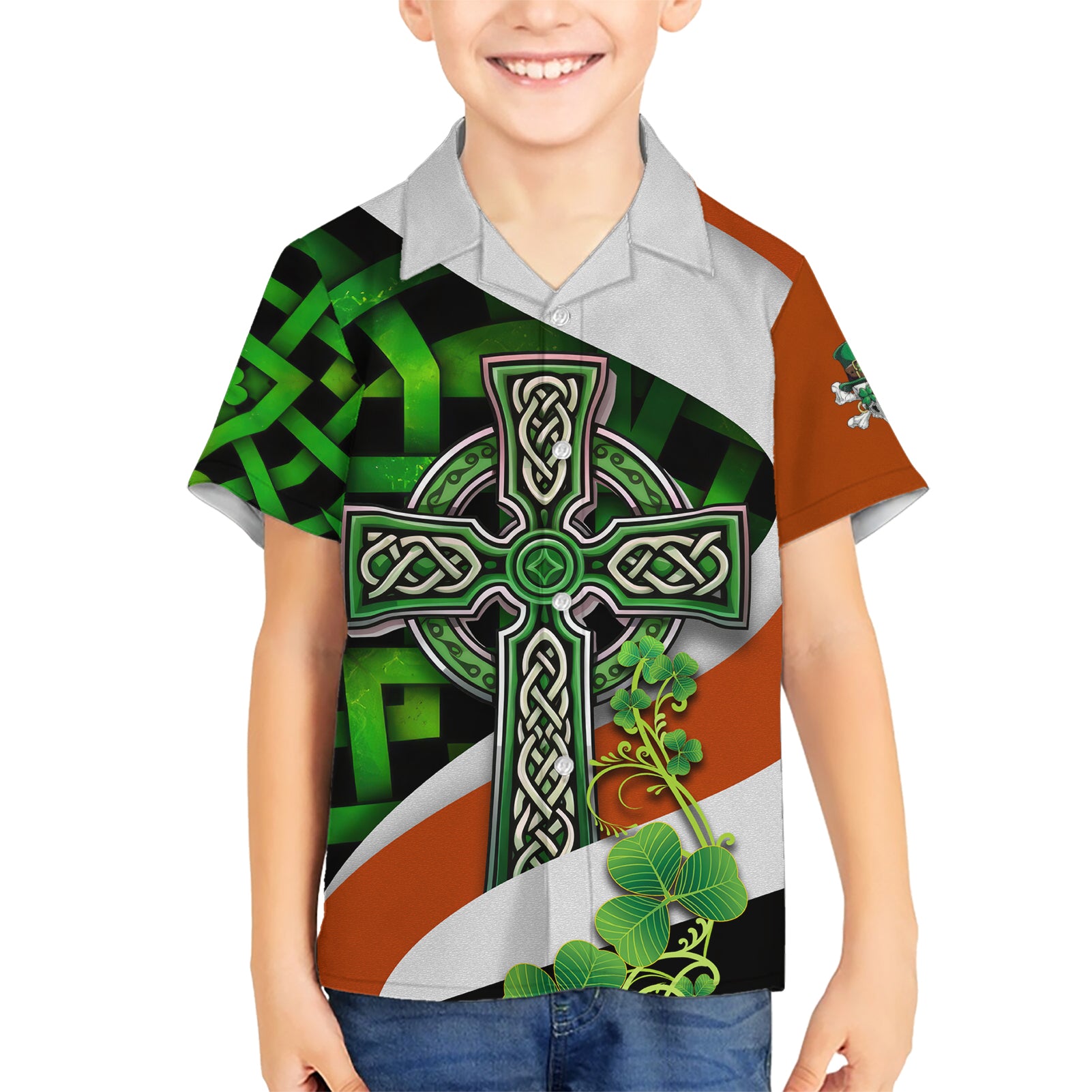 Patrick Day - Irish Cross - Lucky Girl Hawaiian Shirt - Vibe Hoodie Shop