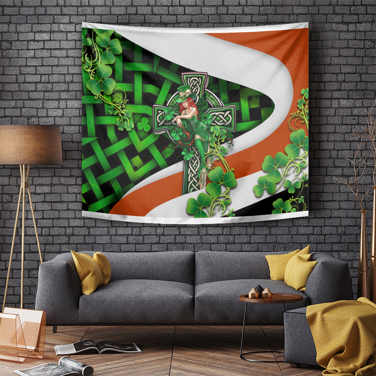 Patrick Day - Irish Cross - Lucky Girl Tapestry - Vibe Hoodie Shop