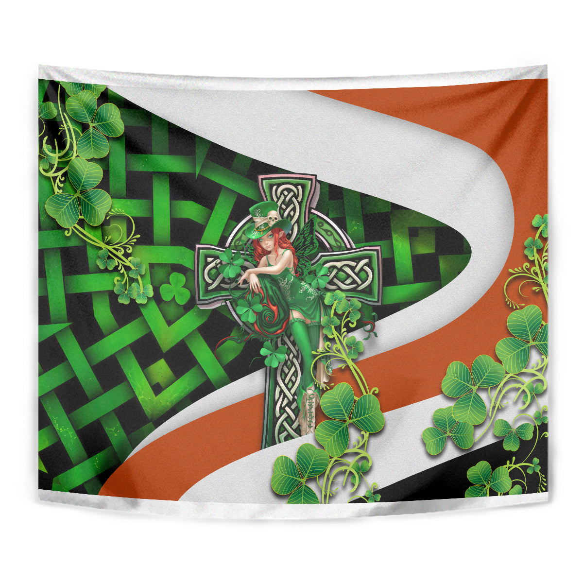 Patrick Day - Irish Cross - Lucky Girl Tapestry - Vibe Hoodie Shop