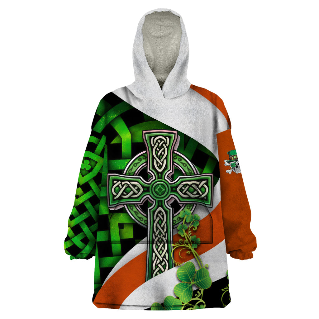 Patrick Day - Irish Cross - Lucky Girl Wearable Blanket Hoodie - Vibe Hoodie Shop