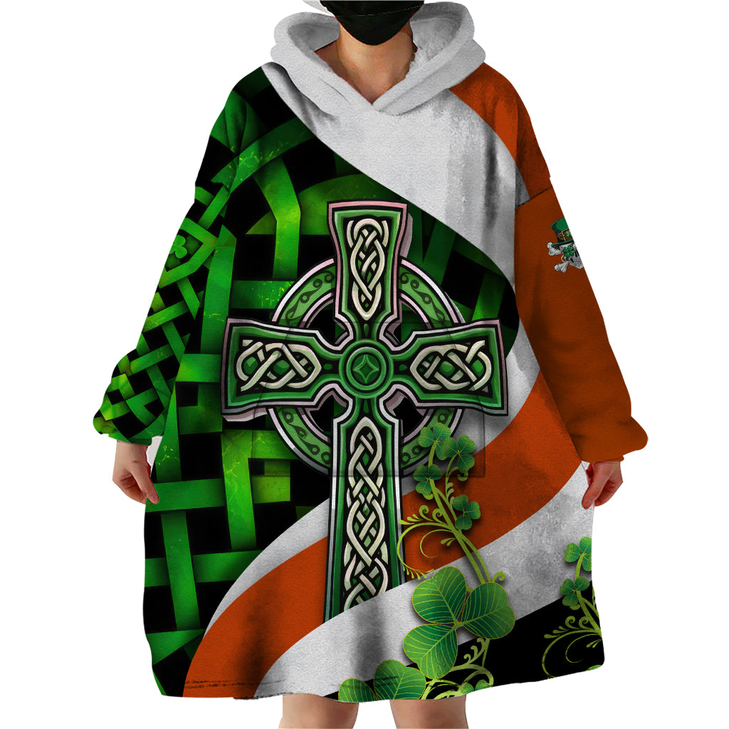 Patrick Day - Irish Cross - Lucky Girl Wearable Blanket Hoodie - Vibe Hoodie Shop