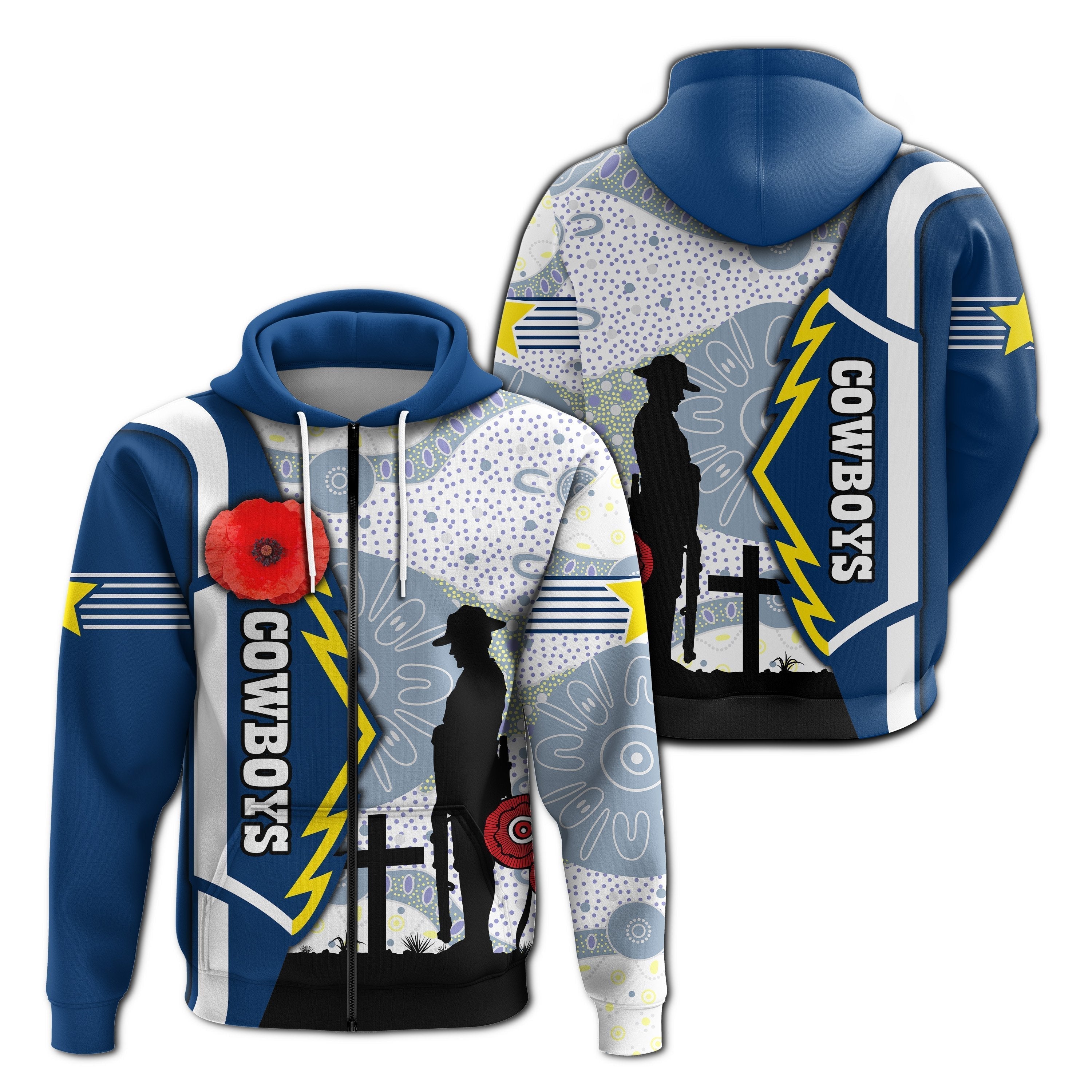 Cowboys Zip Hoodie North Aboriginal ANZAC Day - Vibe Hoodie Shop