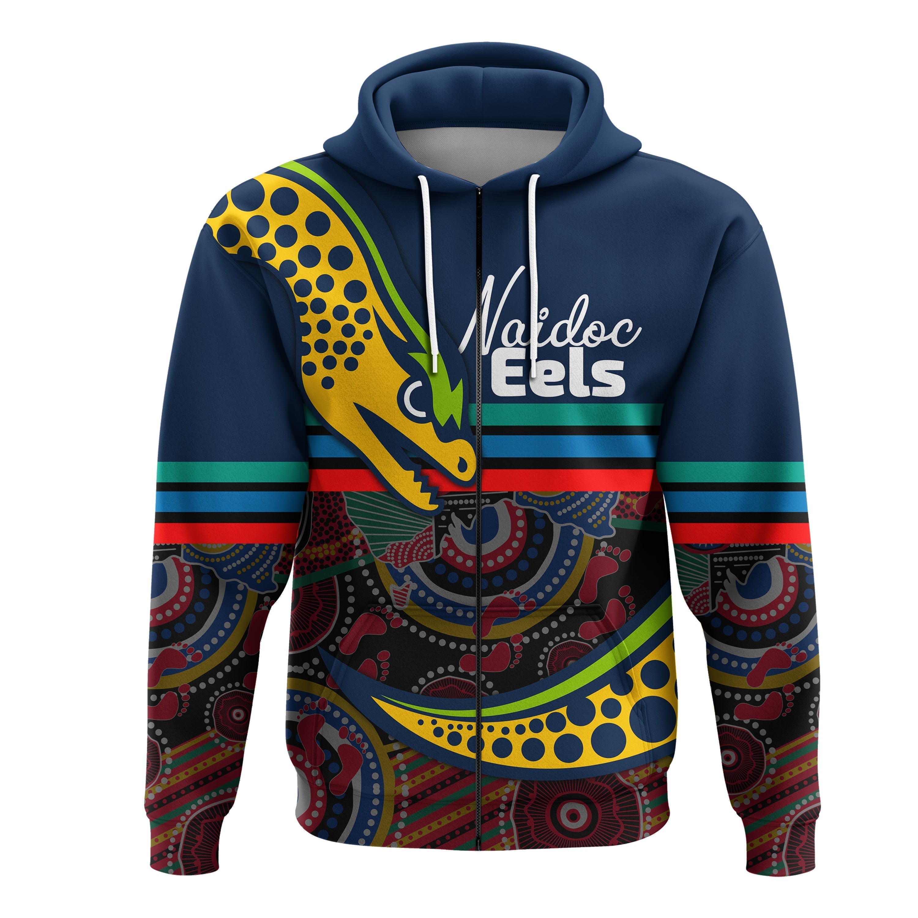 (Custom Personalised) Eels Rugby NAIDOC Week Zip Hoodie Aboriginal Sport Style - Ver.2 LT16 - Vibe Hoodie Shop