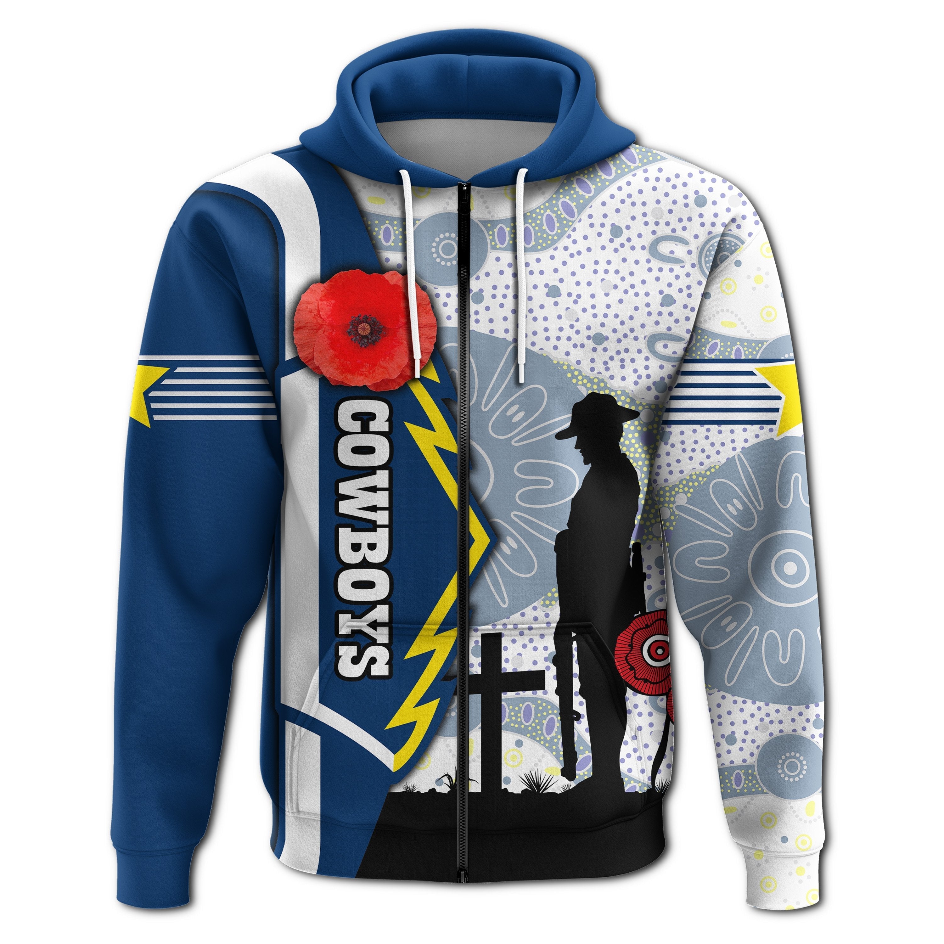 Cowboys Zip Hoodie North Aboriginal ANZAC Day - Vibe Hoodie Shop