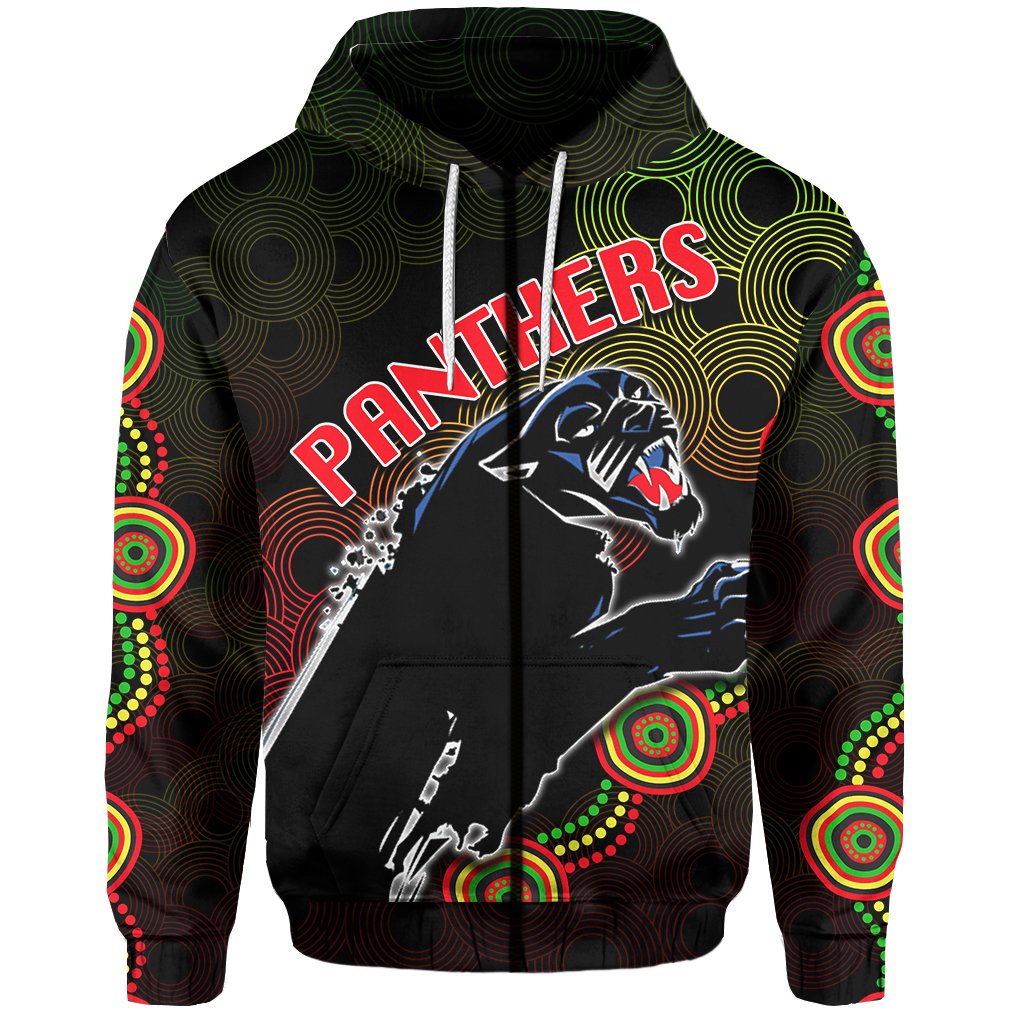 (Custom Personalised) Panthers Aboriginal Zip Hoodie - Vibe Hoodie Shop