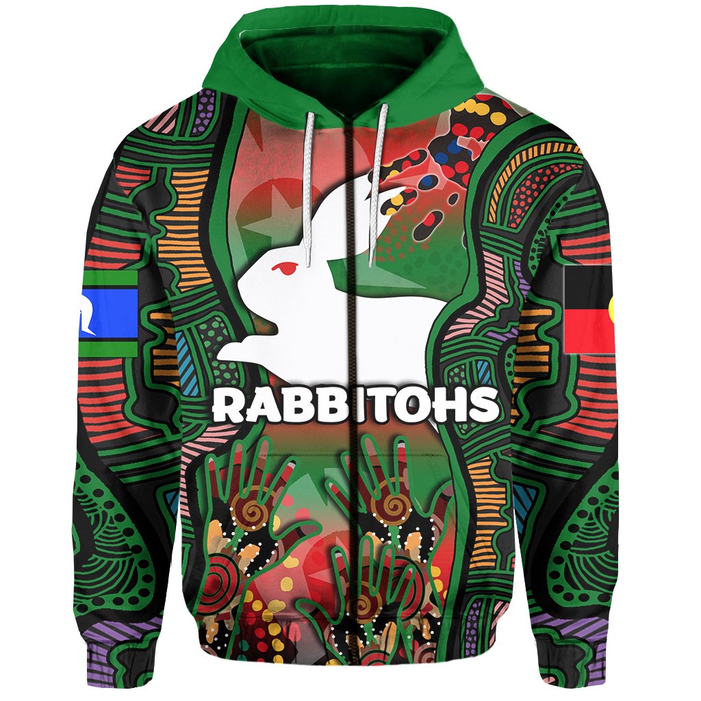 NAIDOC Rabbitohs Zip Hoodie Torres Strait Islanders - Vibe Hoodie Shop