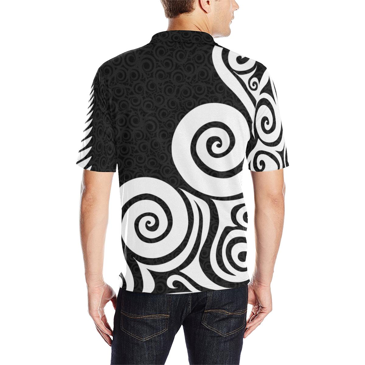 Aotearoa Polo T shirt Koru Kiwi Bird - Silver Fern - Vibe Hoodie Shop
