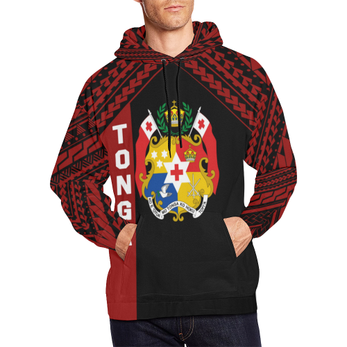 Coat Of Arms Tonga All Over Hoodie Red - Vibe Hoodie Shop