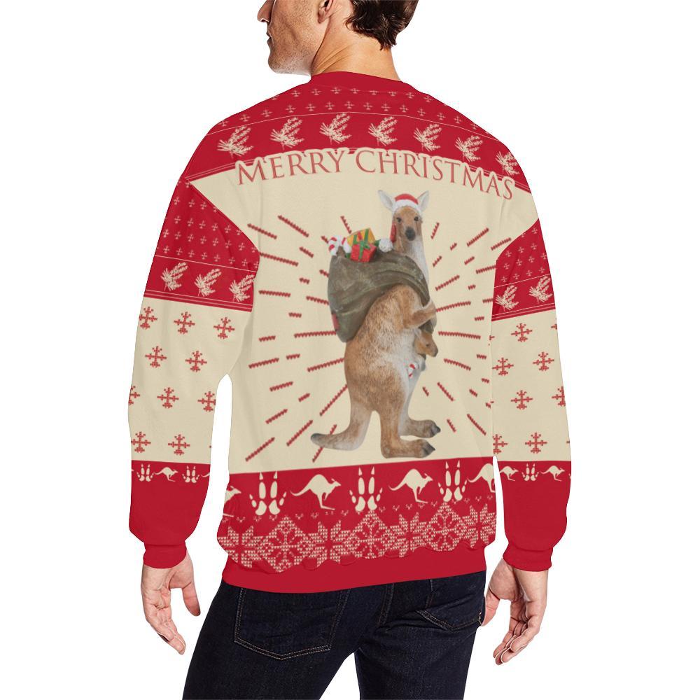 Christmas Sweatshirt, Kangaroo Santa Hat Symbol Patterns - Vibe Hoodie Shop