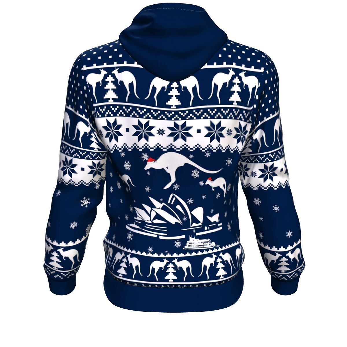 Christmas Hoodie - Sydney Opera Hoodie Kangaroo Snowflakes - Unisex - Vibe Hoodie Shop