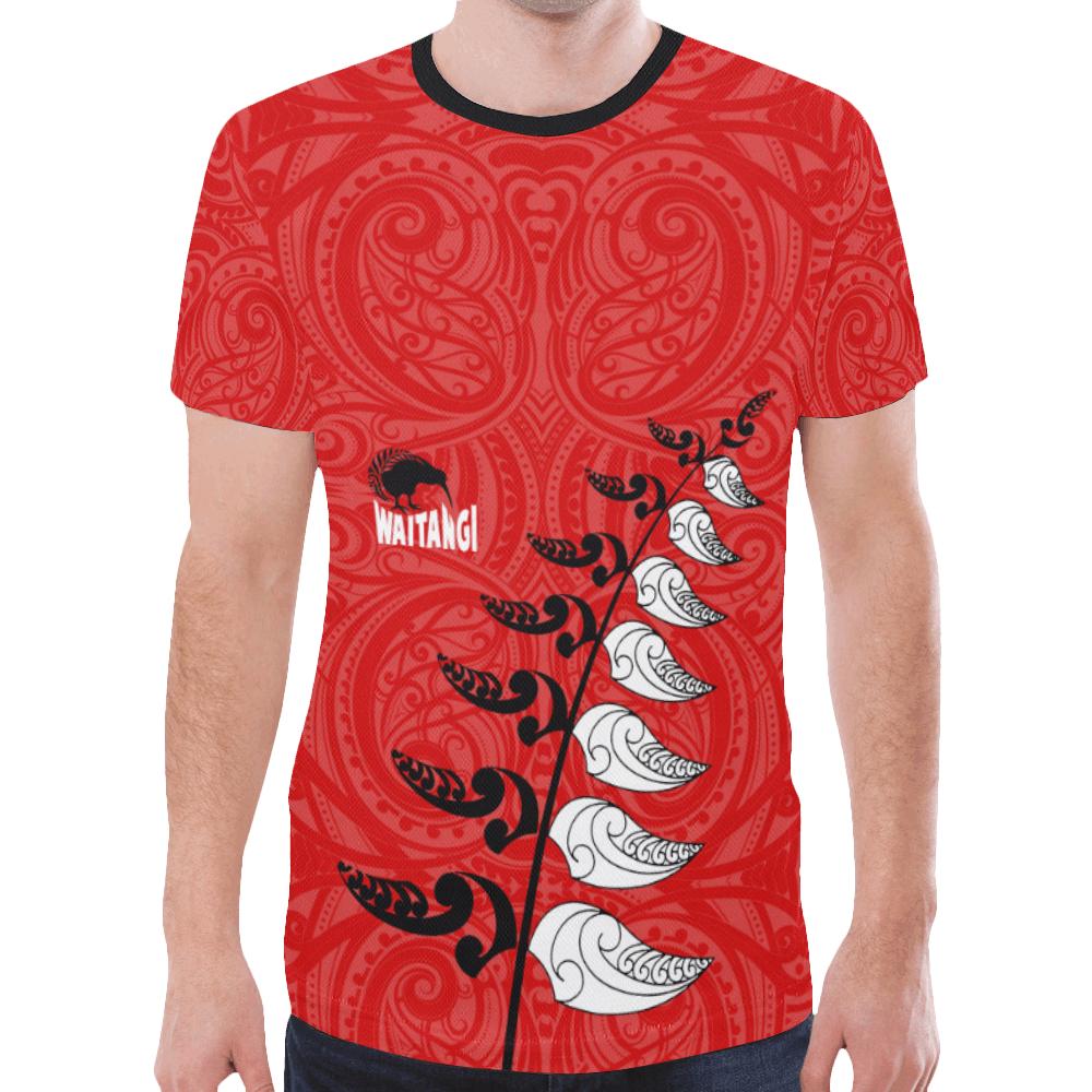 New Zealand Shirt, Maori Waitangi Red T shirts - Vibe Hoodie Shop