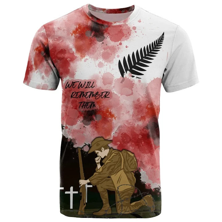 New Zealand Anzac T - Shirt - We Will Remember Them Ver 02 - Vibe Hoodie Shop