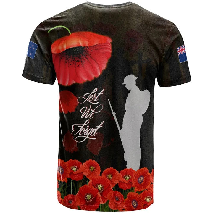 New Zealand Anzac T - Shirt - Remembrance Poppy Flowers - Vibe Hoodie Shop