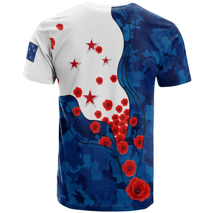 New Zealand Anzac Day T-shirt - Lest We Forget Military Patterns - Vibe Hoodie Shop