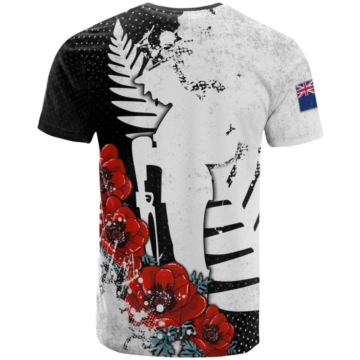 New Zealand T-shirt - Anzac Day Poppy Flower - Vibe Hoodie Shop