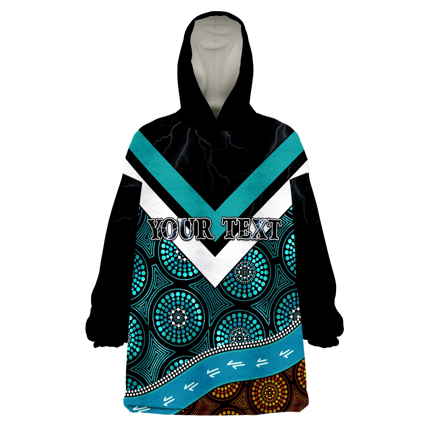 (Custom Personalised) Power Indigenous 2022 Proud Port Adelaide Wearable Blanket Hoodie - Vibe Hoodie Shop