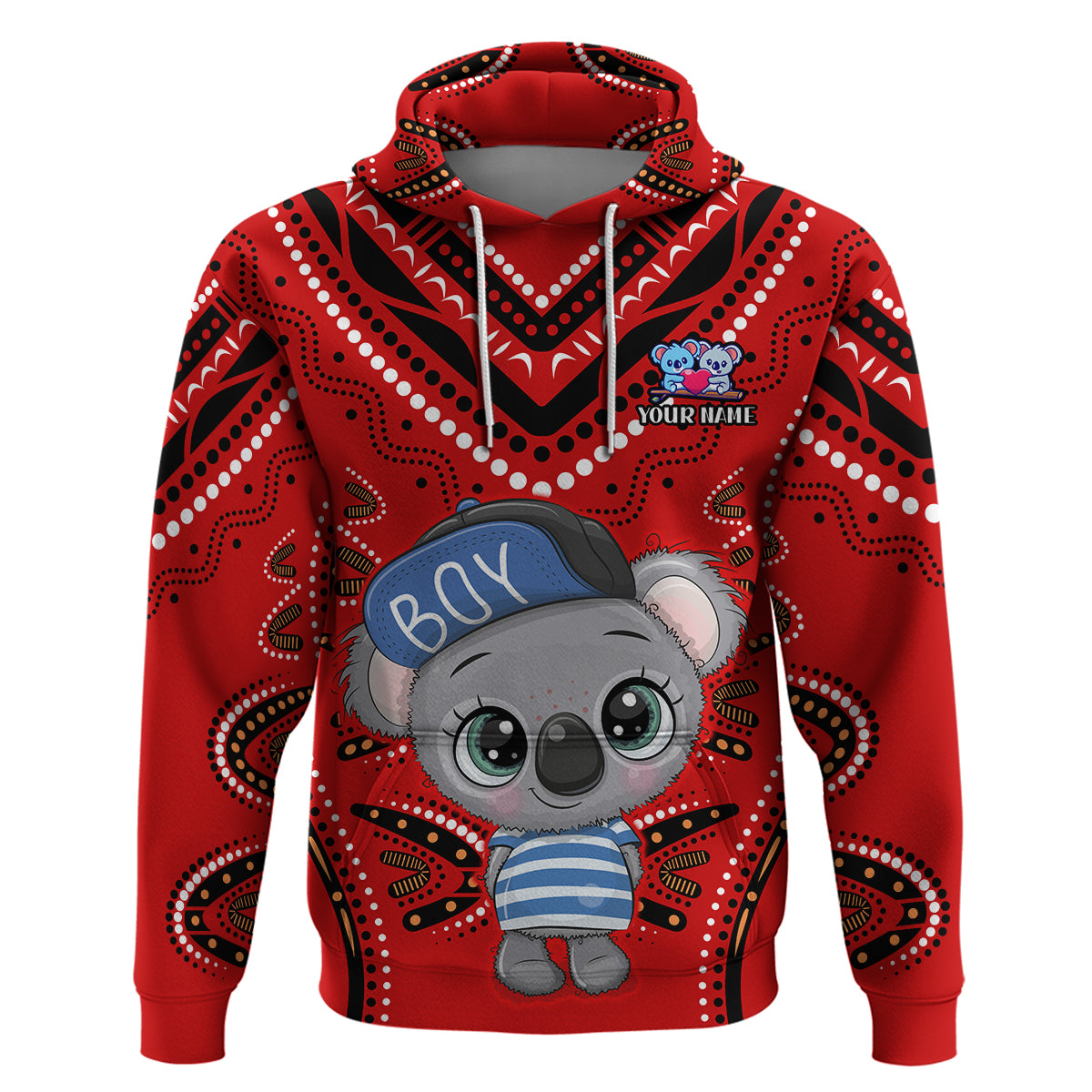(Custom Personalised) Australia Valentine Cute Koala Couple Hoodie Aboriginal Valentine Red LT13 - Vibe Hoodie Shop