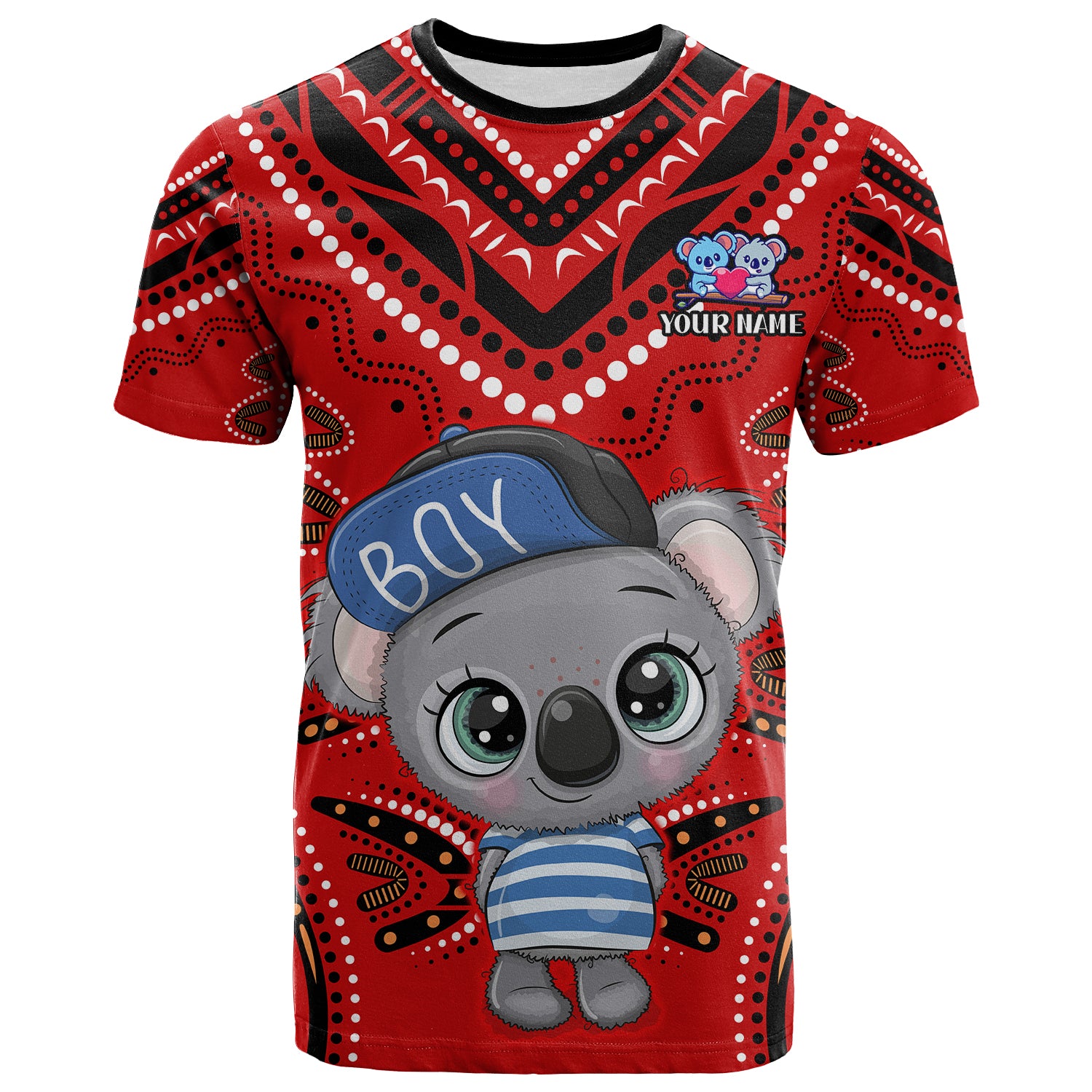 (Custom Personalised) Australia Valentine Cute Koala Couple T Shirt Aboriginal Valentine Red - Vibe Hoodie Shop