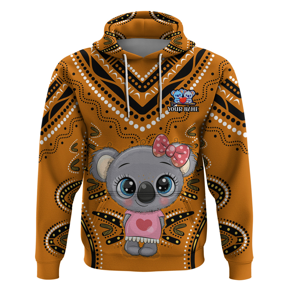 (Custom Personalised) Australia Valentine Cute Koala Couple Hoodie Aboriginal Valentine Orange LT13 - Vibe Hoodie Shop