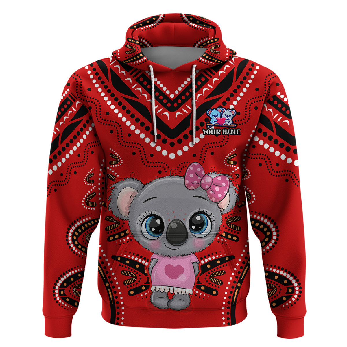 (Custom Personalised) Australia Valentine Cute Koala Couple Hoodie Aboriginal Valentine Red LT13 - Vibe Hoodie Shop