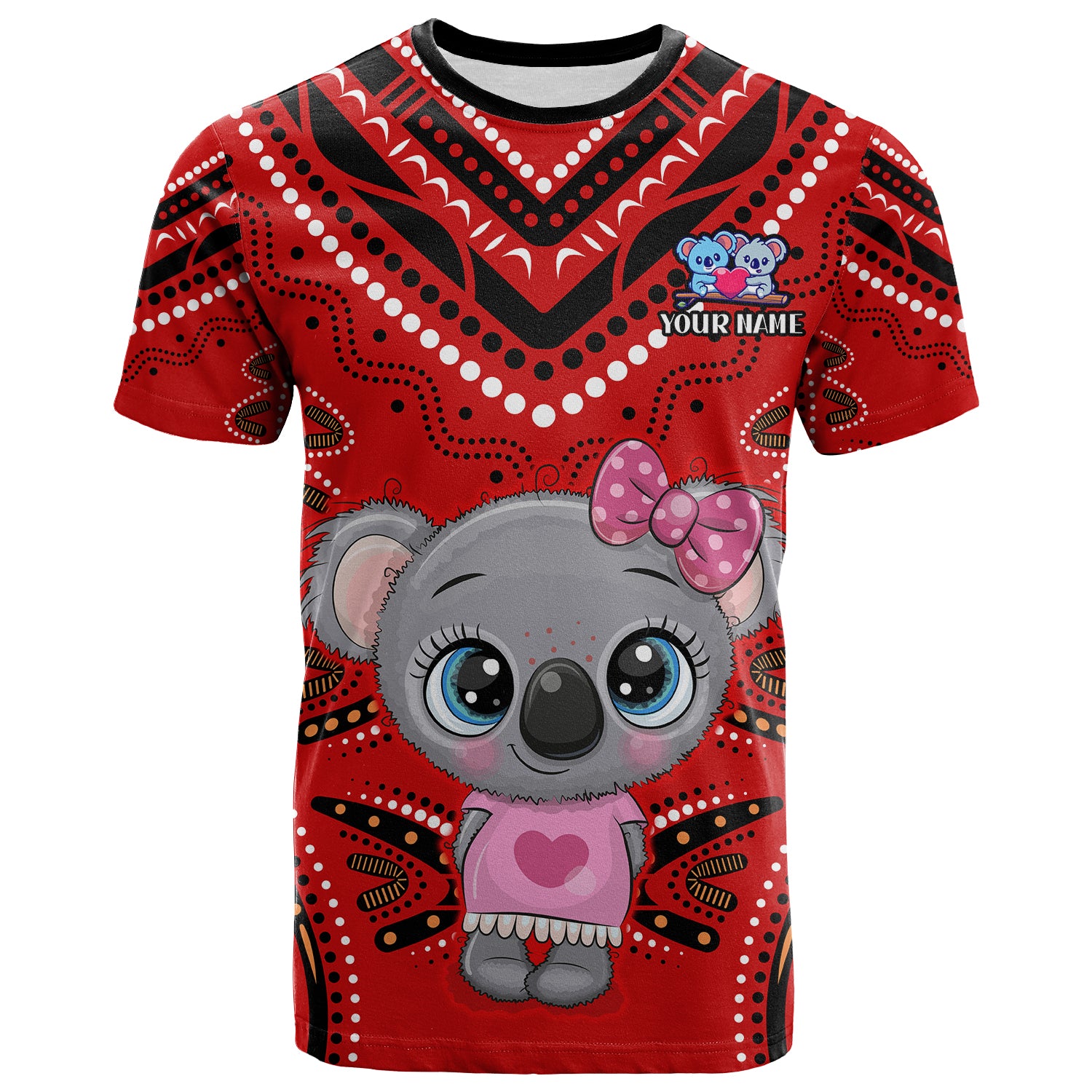 (Custom Personalised) Australia Valentine Cute Koala Couple T Shirt Aboriginal Valentine Red - Vibe Hoodie Shop