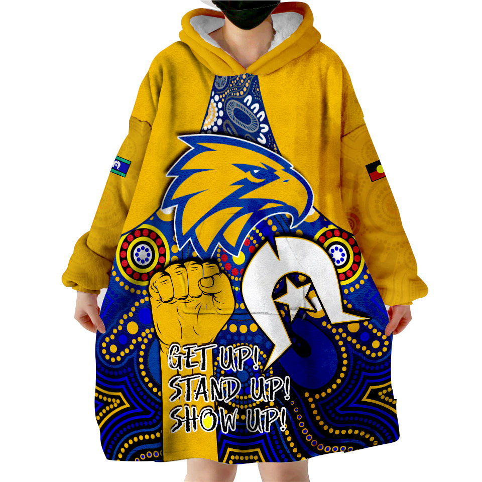 (Custom Personalised) Eagles Football NAIDOC West Coast Aboriginal Wearable Blanket Hoodie - Vibe Hoodie Shop