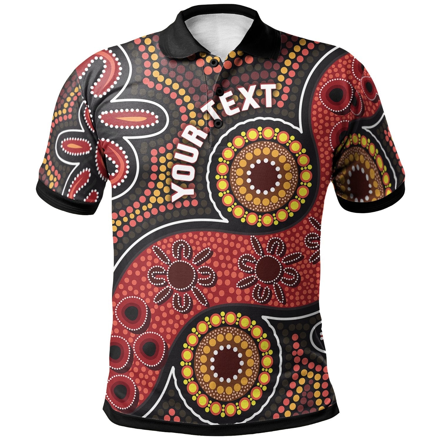 Custom Aboriginal Polo Shirt - Indigenous Circle Dot Painting Style - - Vibe Hoodie Shop