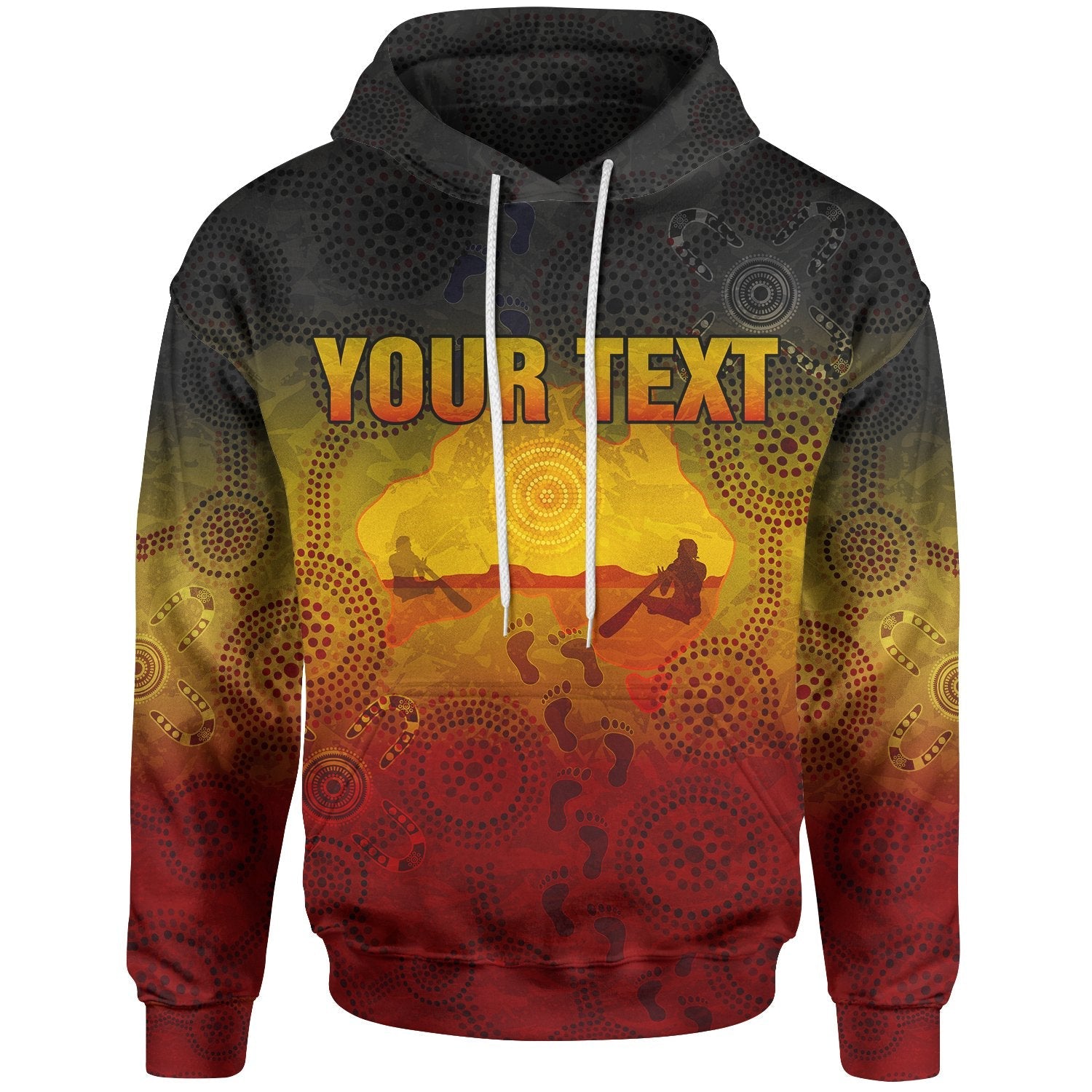 Custom Aboriginal Hoodie, Australian Map with Indigenous Color - Vibe Hoodie Shop