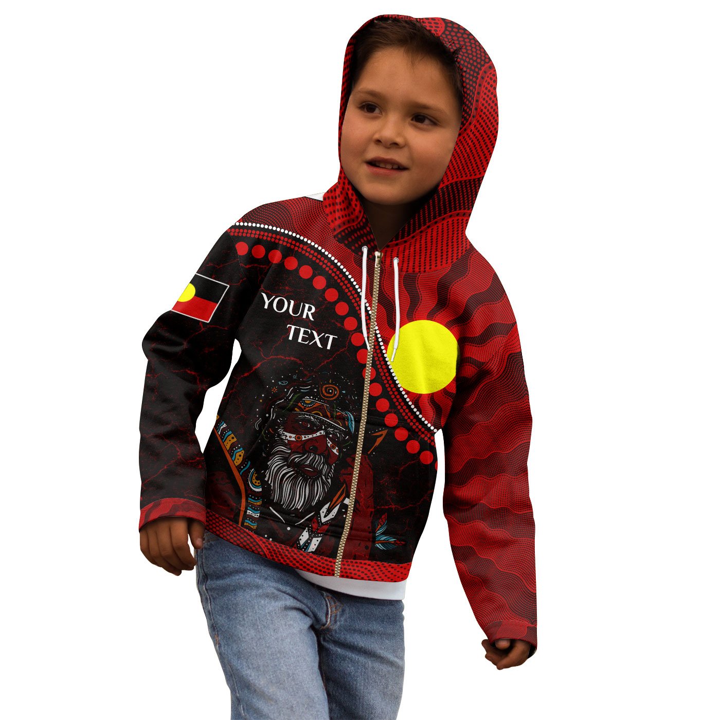 Custom Aboriginal Zip - Up Hoodie - Indigenous People And Sun - Vibe Hoodie Shop