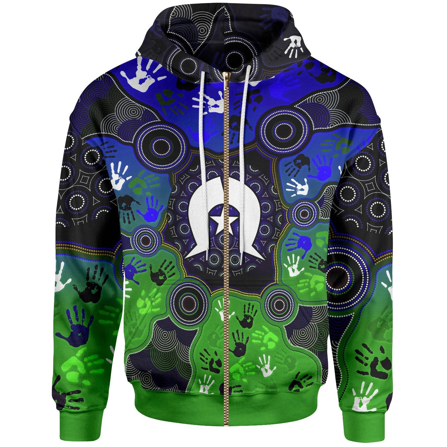 Aboriginal Zip - Up Hoodie - Torres Strait Symbol With Indigenous Patterns - Vibe Hoodie Shop