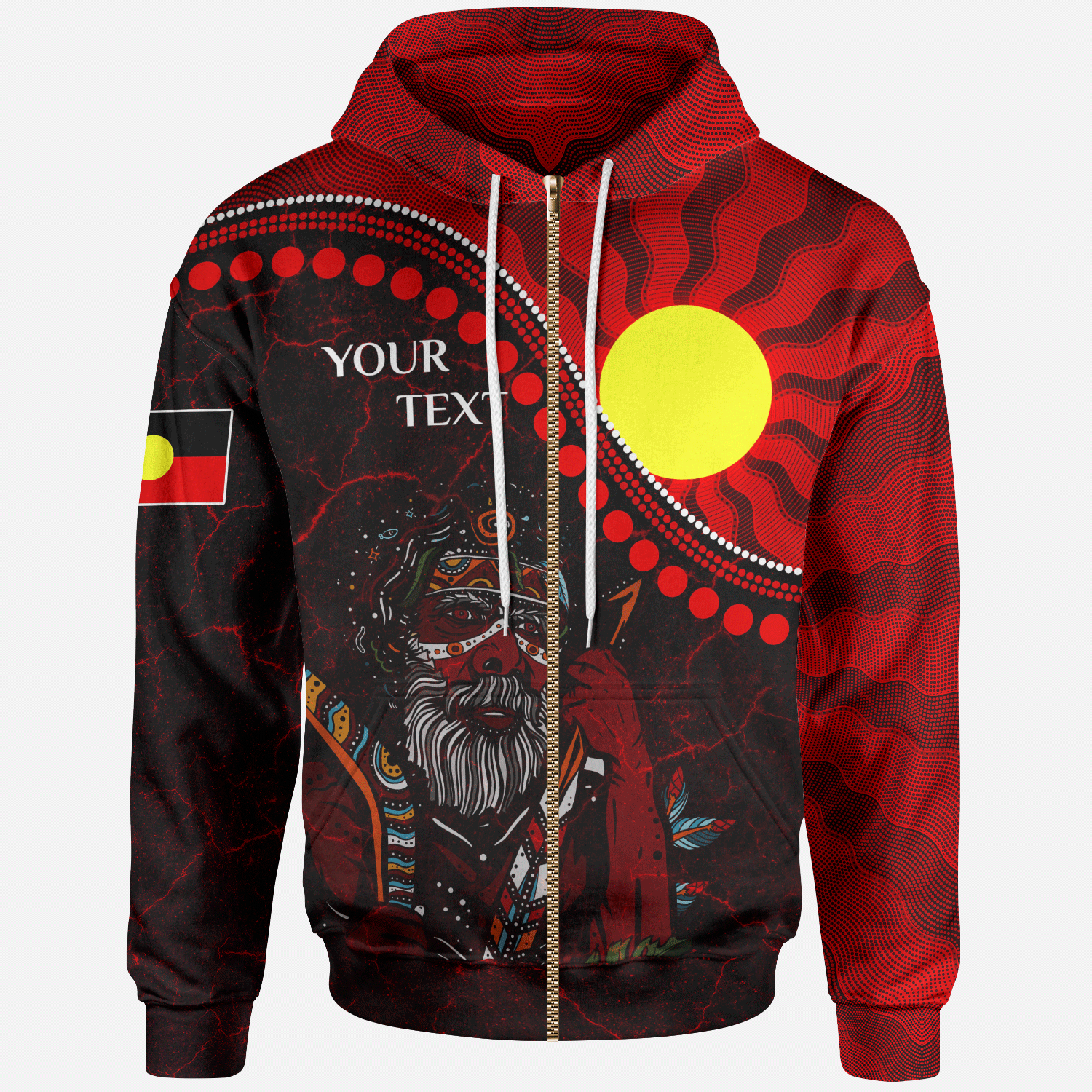 Custom Aboriginal Zip - Up Hoodie - Indigenous People And Sun - Vibe Hoodie Shop