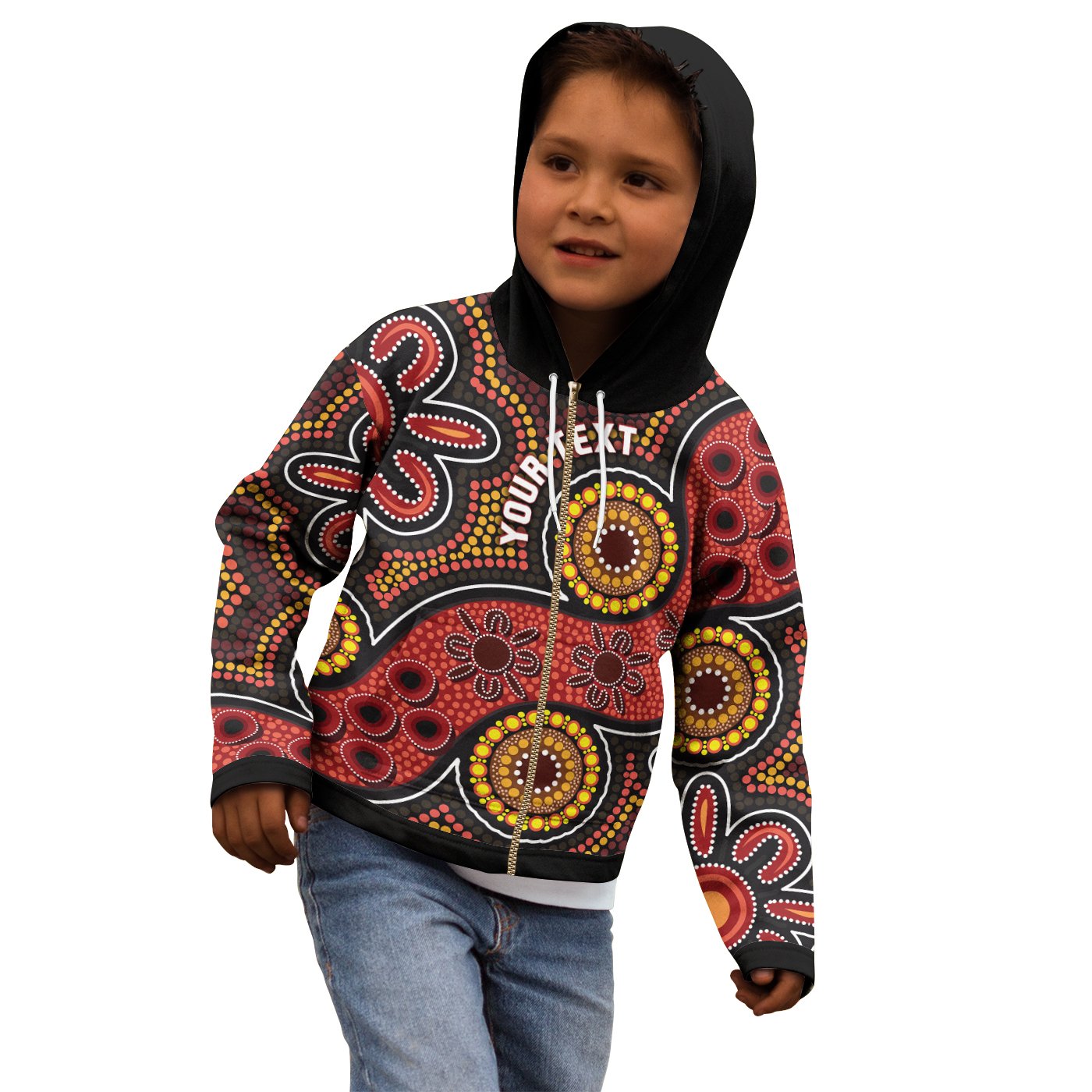 Custom Aboriginal Zip - Up Hoodie - Indigenous Circle Dot Painting Style - - Vibe Hoodie Shop