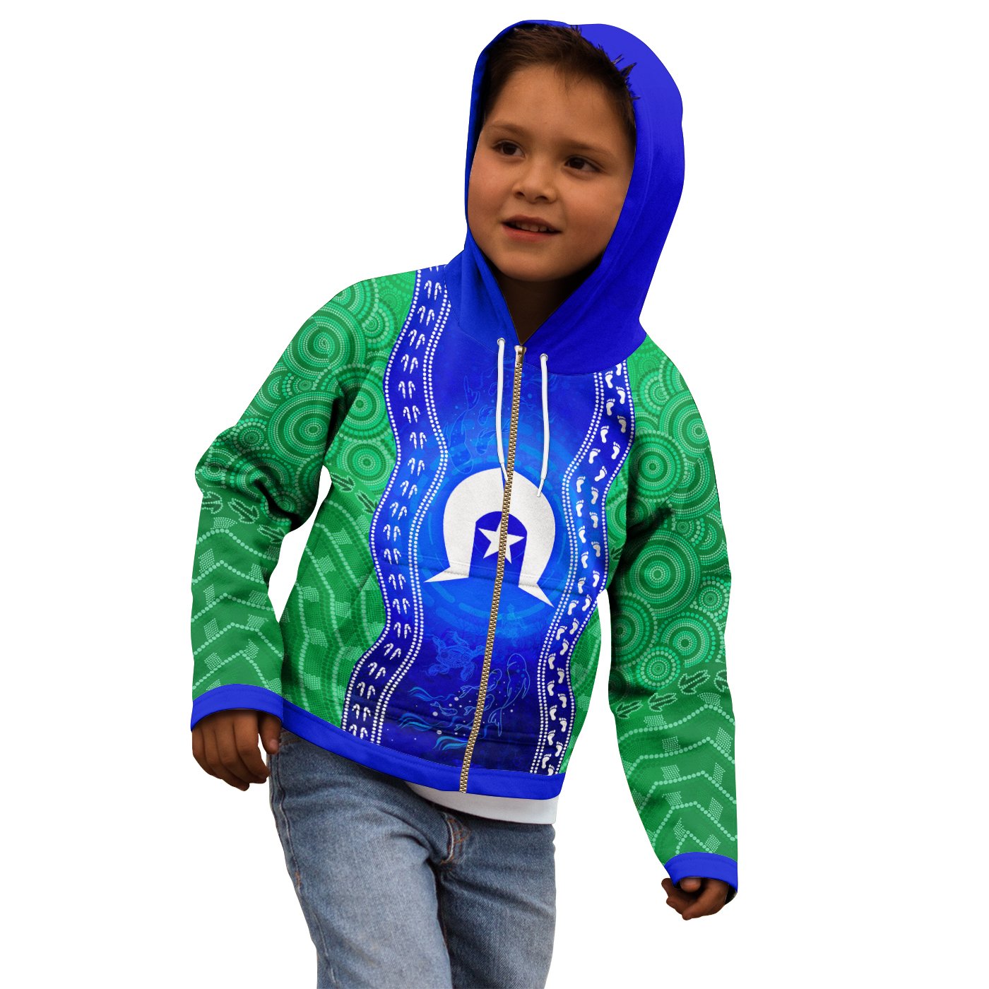 Torres Strait Islanders Zip - Up Hoodie - Torres Symbol With Aboriginal Patterns - Vibe Hoodie Shop