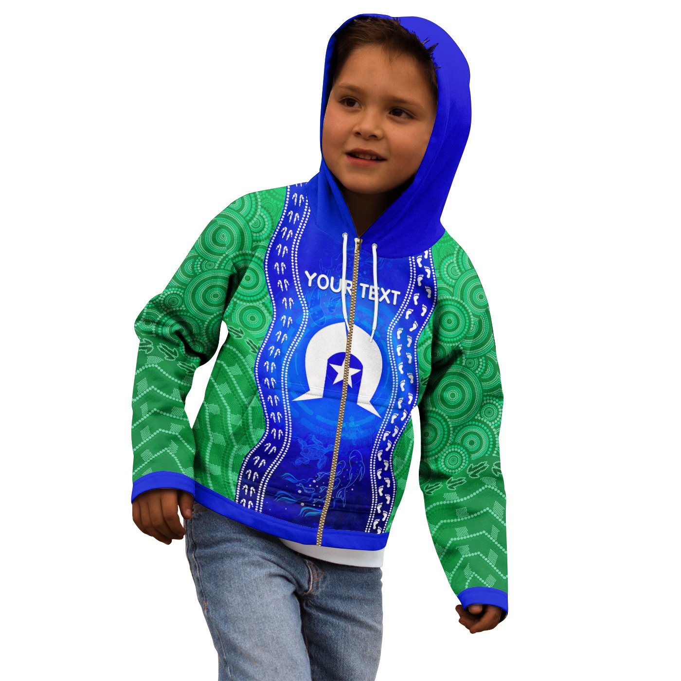 Custom Torres Strait Islanders Zip - Up Hoodie - Torres Symbol With Aboriginal Patterns - Vibe Hoodie Shop