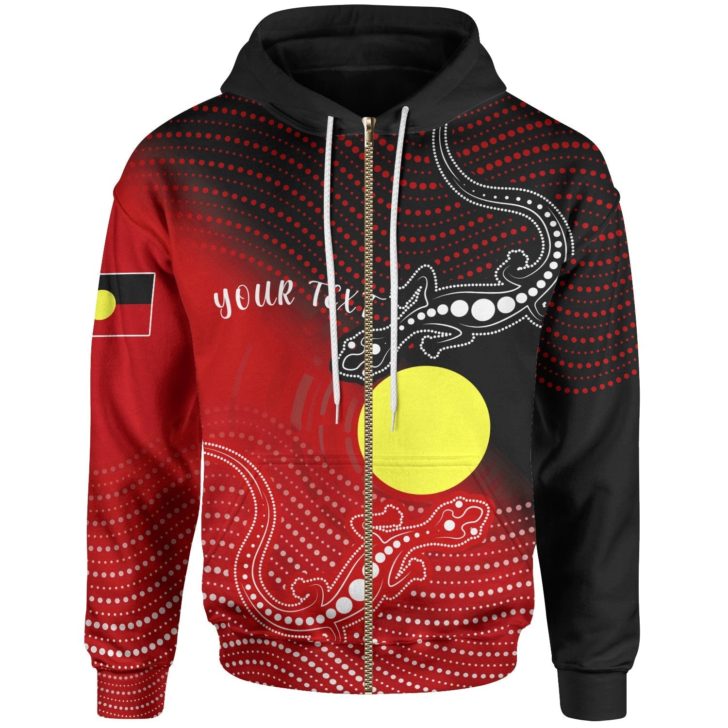 Custom Aboriginal Zip - Up Hoodie - Two Indigenous Lizard - Vibe Hoodie Shop