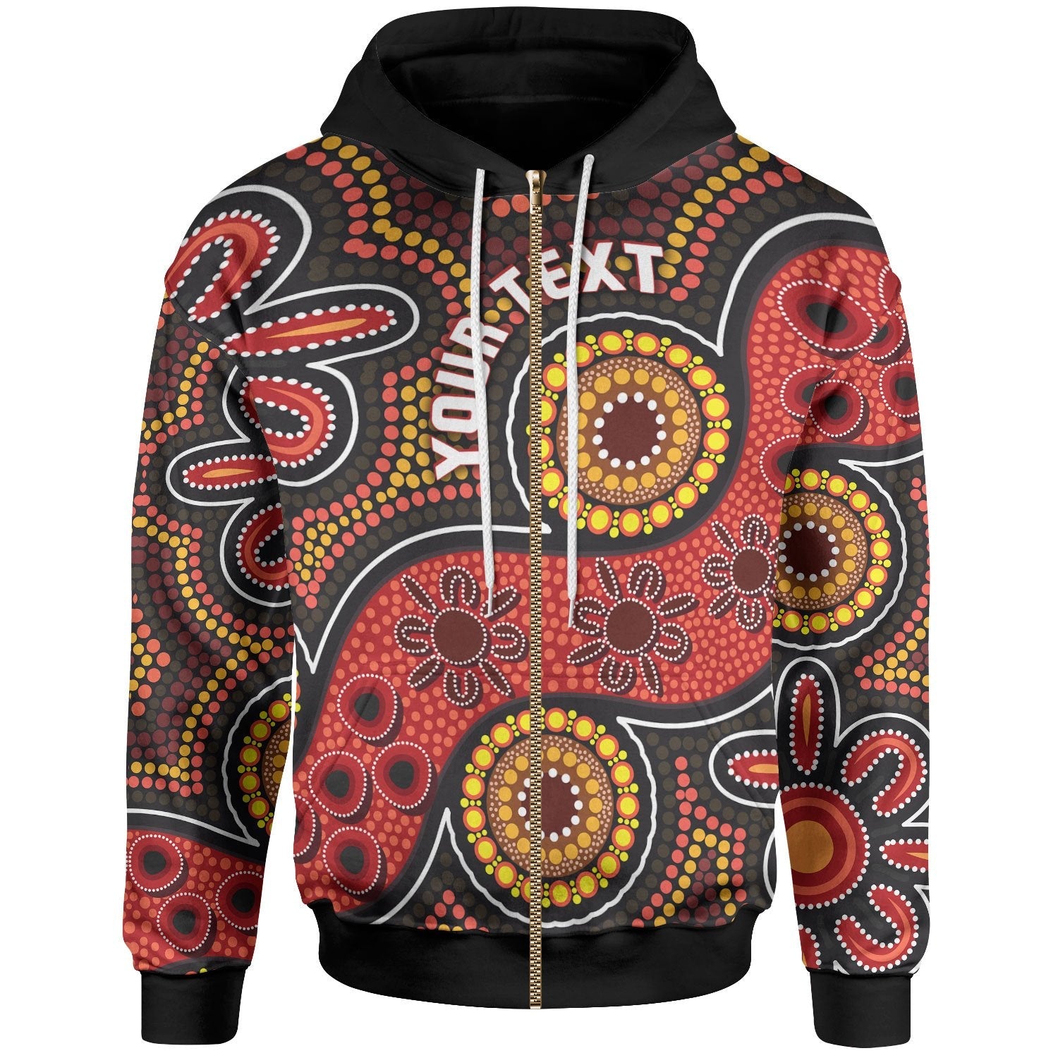 Custom Aboriginal Zip - Up Hoodie - Indigenous Circle Dot Painting Style - - Vibe Hoodie Shop