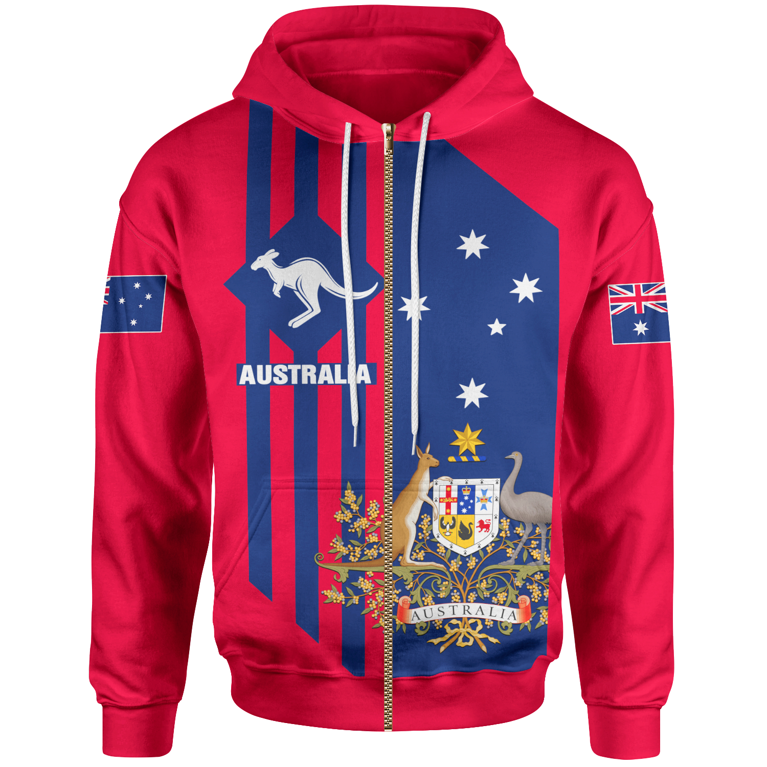 Zip - Up Hoodie - Australia Kangaroo Sign - Vibe Hoodie Shop