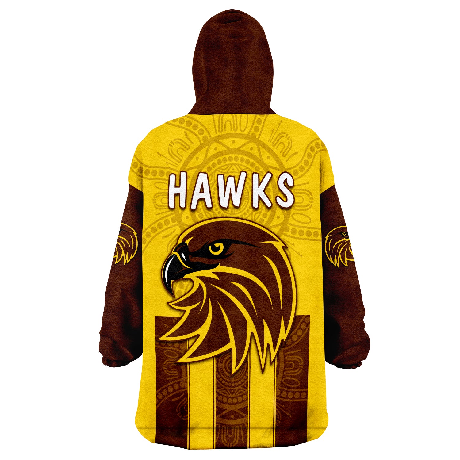 (Custom Personalised) Hawks Indigenous Hawthorn Football Wearable Blanket Hoodie - Vibe Hoodie Shop