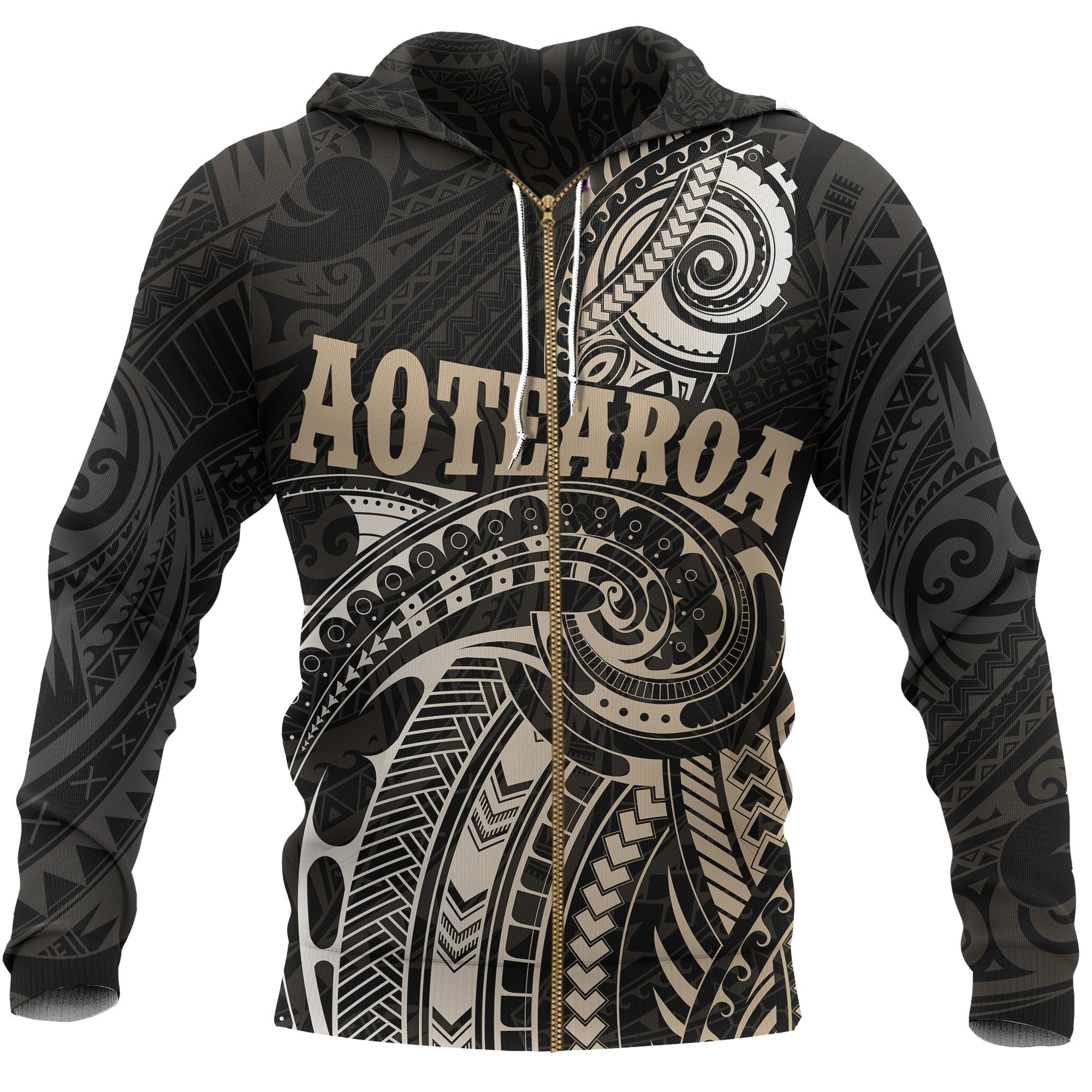 Maori Tattoo Zip Hoodie, New Zealand Aotearoa Pullover Hoodie - Vibe Hoodie Shop