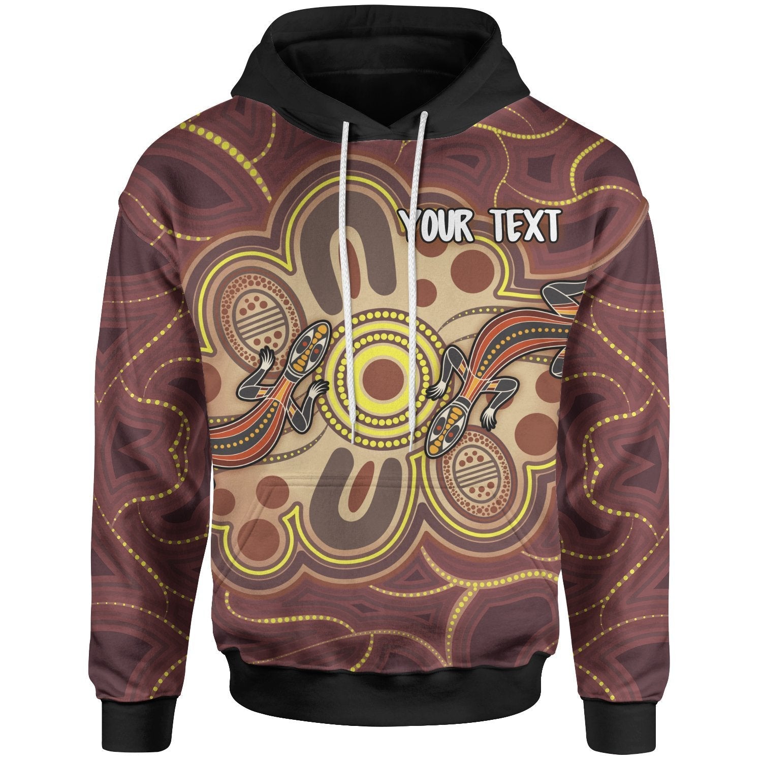 Custom Aboriginal Hoodie, Indigenous Lizard Dot Painting Art - Vibe Hoodie Shop