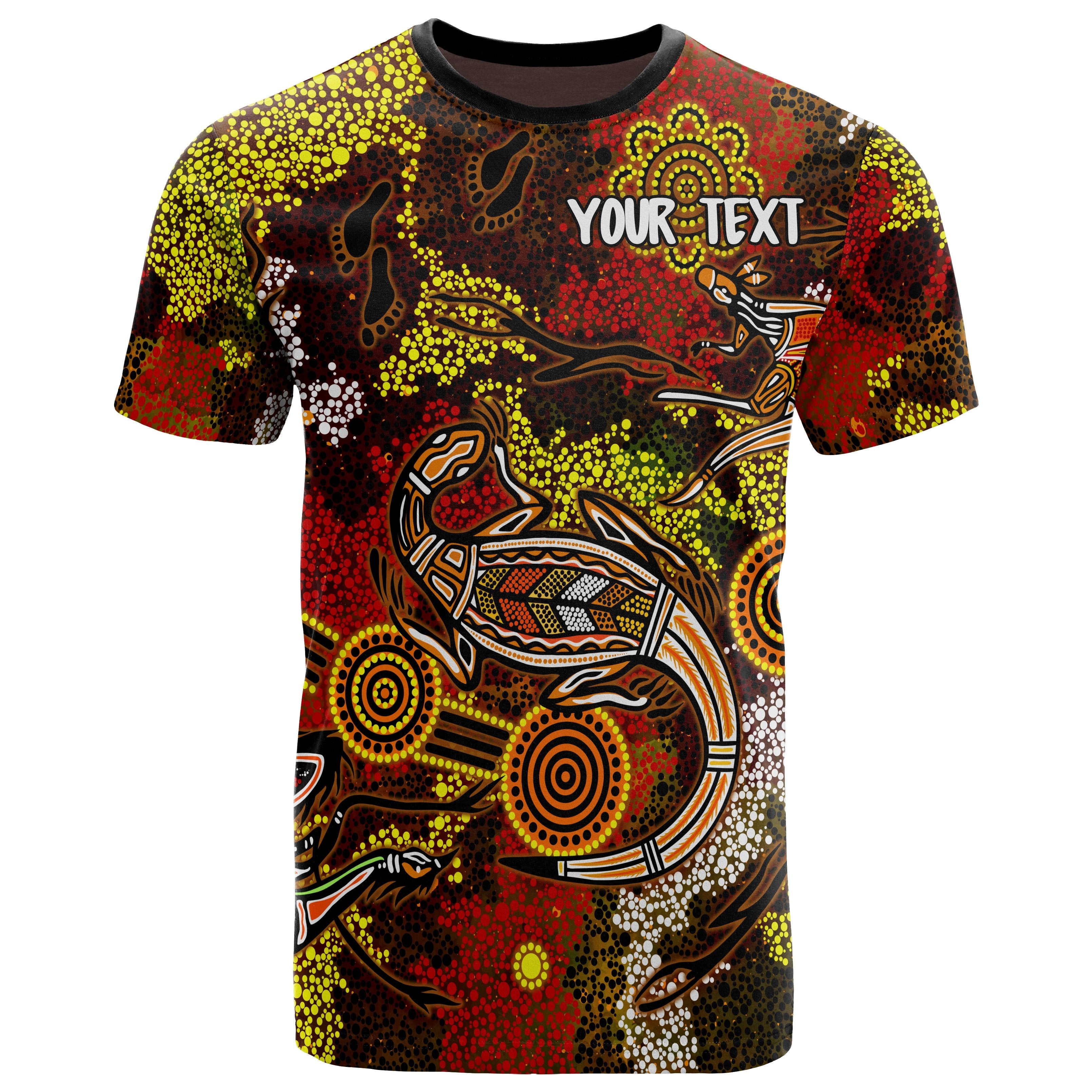 Custom Aboriginal T shirts, Kangaroo and Lizard Dot Painting Art - Vibe Hoodie Shop