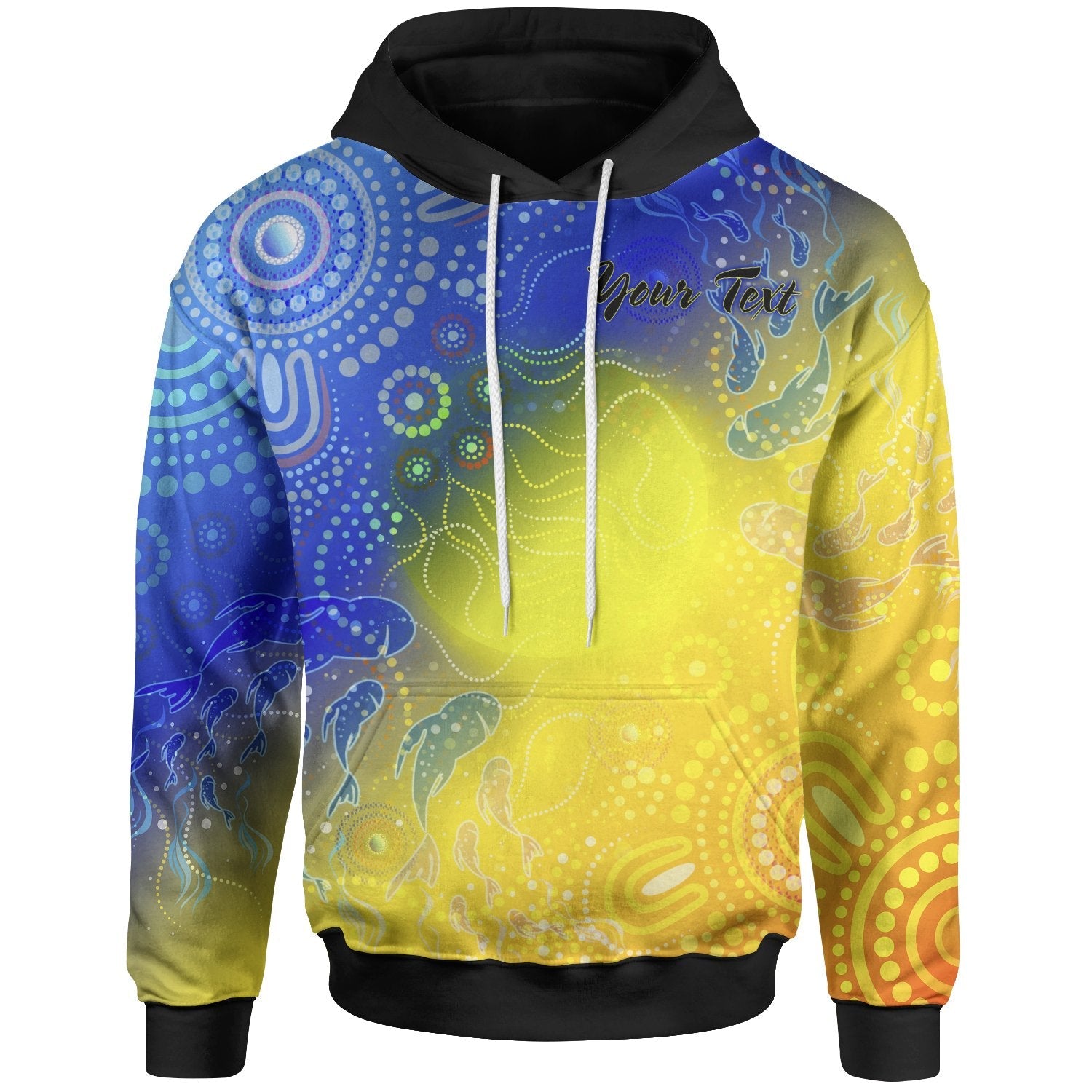 Custom Text Aboriginal Hoodie - Indigenous Fishing - Vibe Hoodie Shop