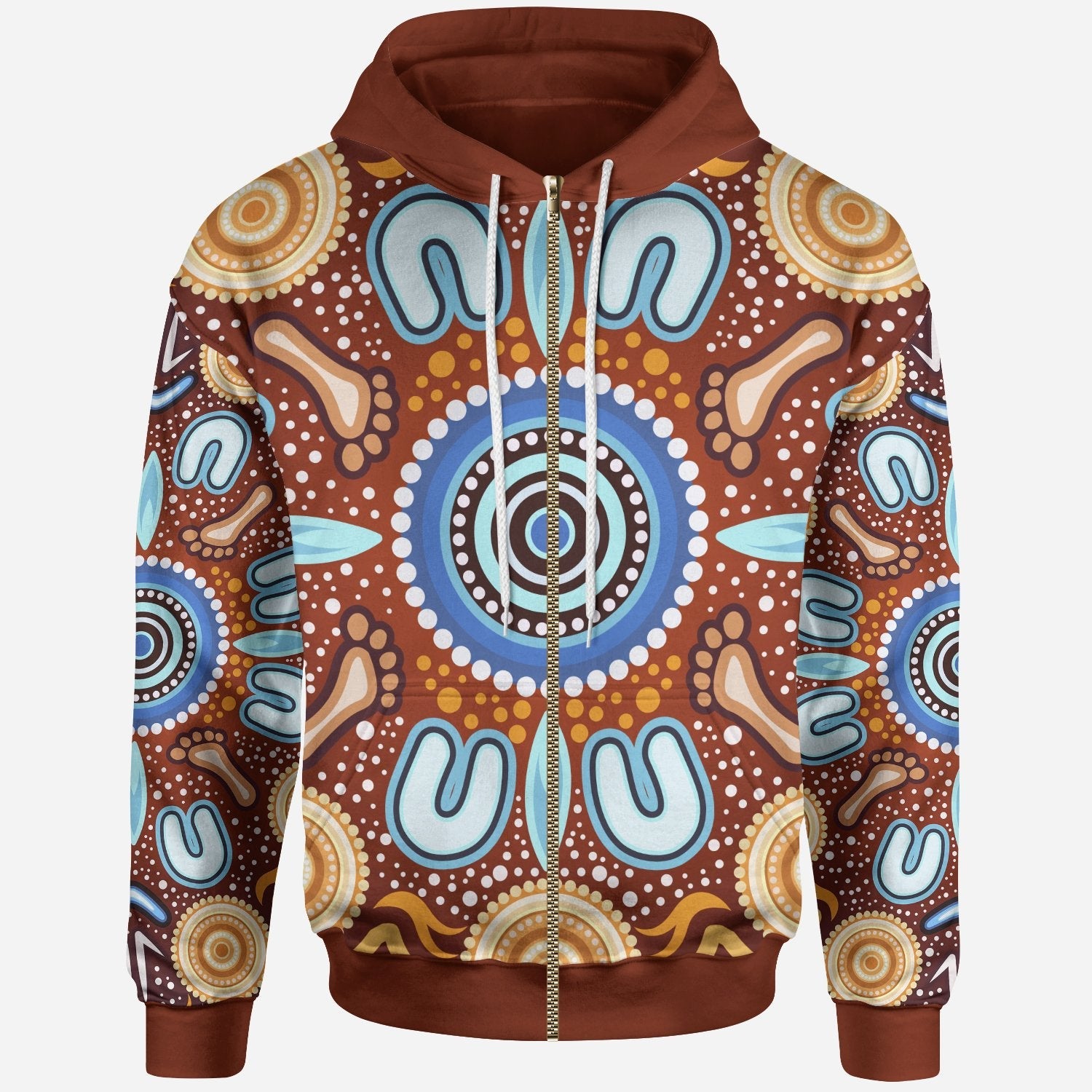 Aboriginal Zip - Up Hoodie - Indigenous Circle Dot Painting Ver02 - Vibe Hoodie Shop