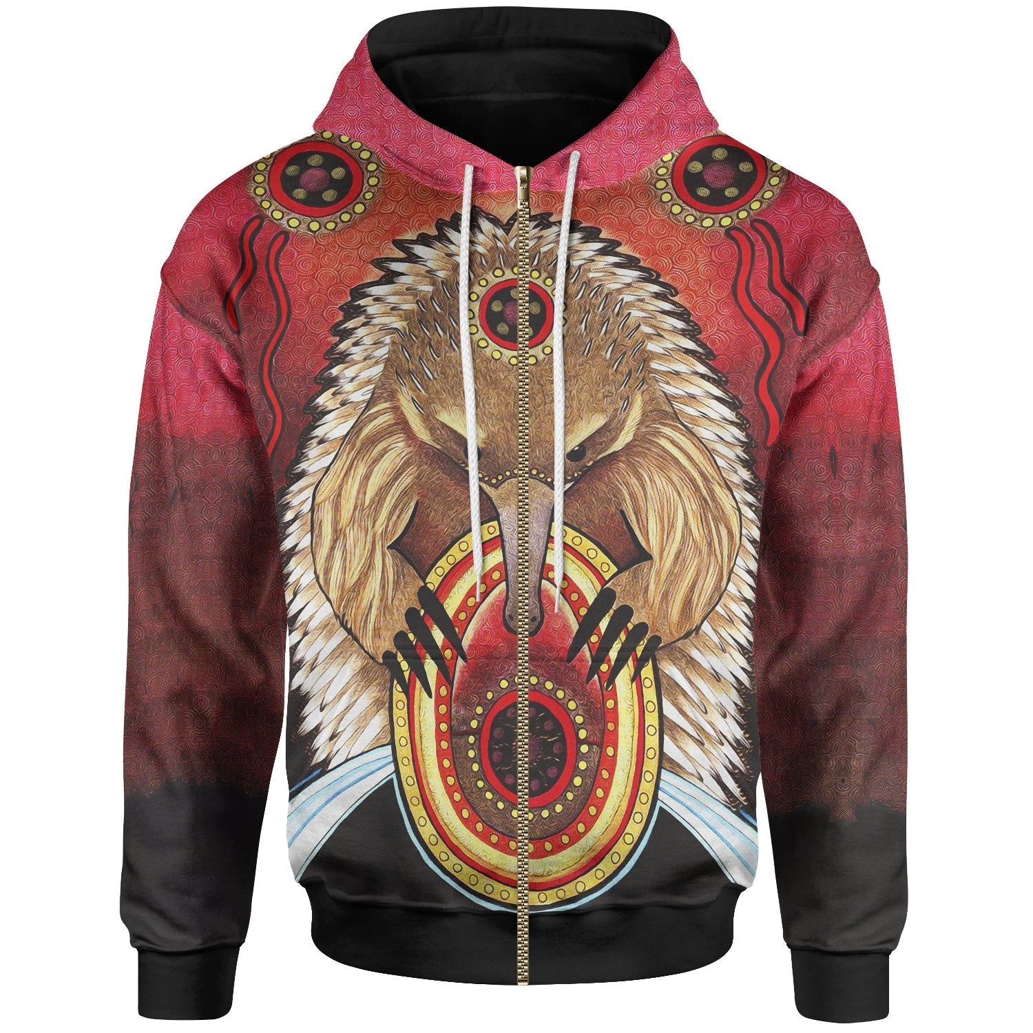 Zip - Up Hoodie - Australian Echidna - Vibe Hoodie Shop