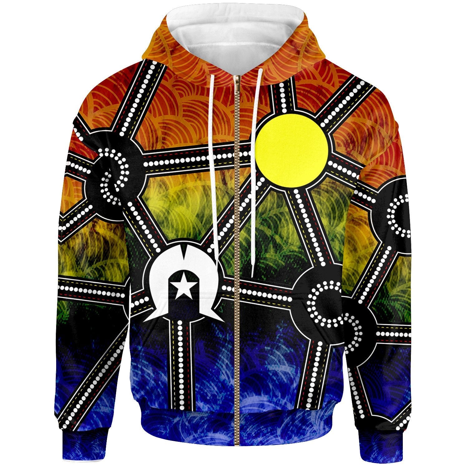 NAIDOC Week 2021 Zip - Up Hoodie, Aboriginal Geometric Style - Vibe Hoodie Shop