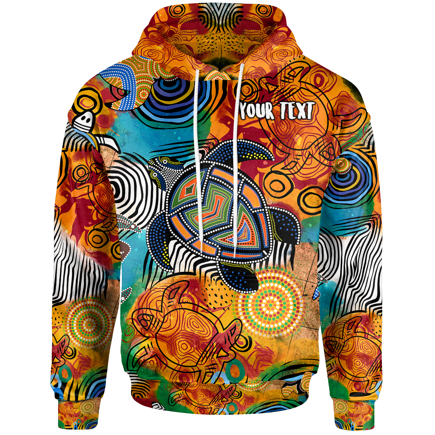 (Custom Your Text) Aboriginal Personalised Hoodie - Turtle Indigenous Art - Vibe Hoodie Shop