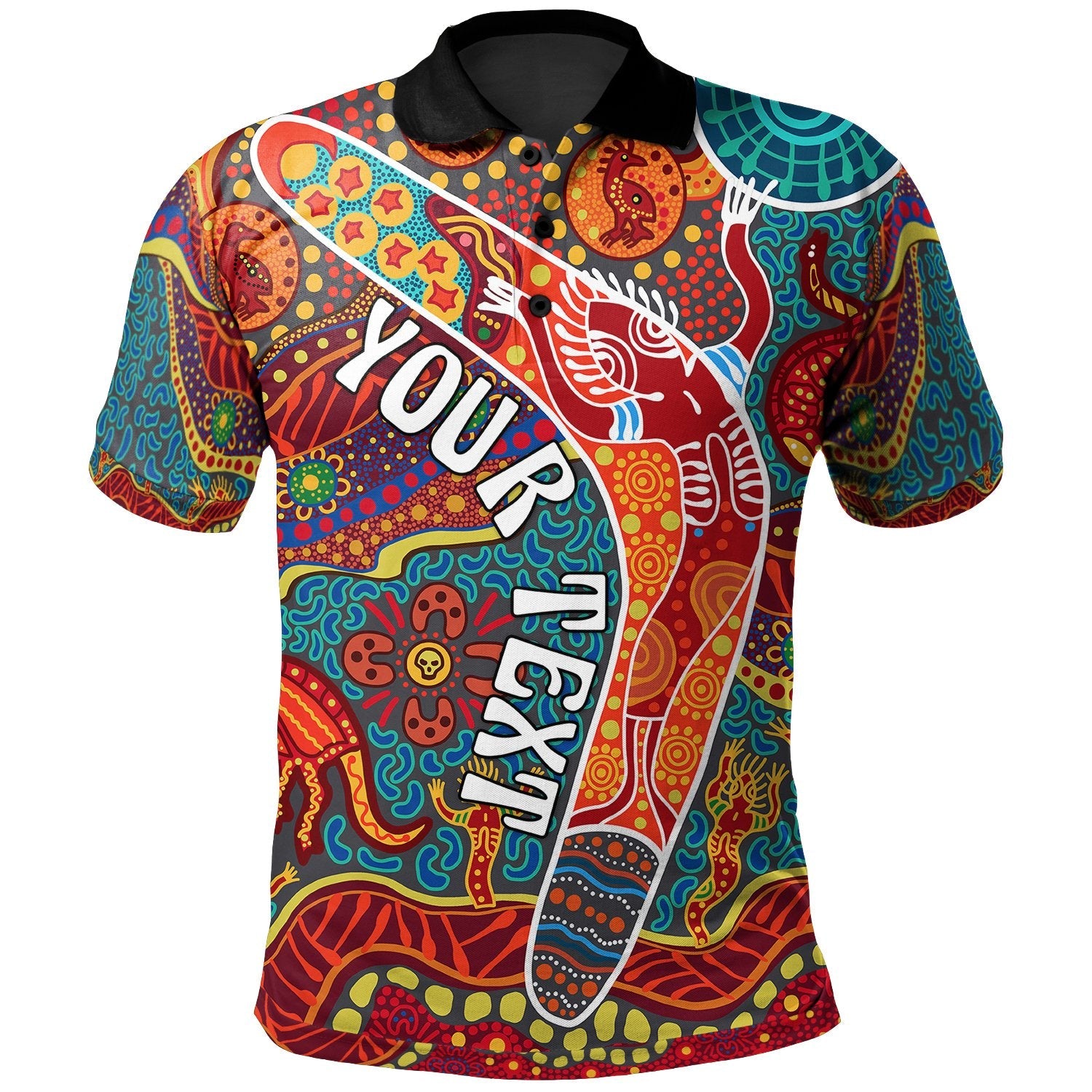 Aboriginal Personalised Polo Shirt - Indigenous Boomerang - Vibe Hoodie Shop